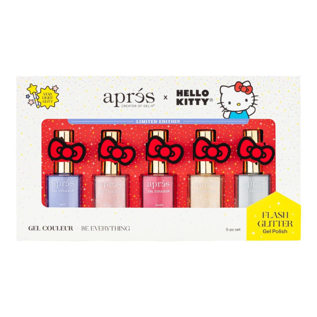 Apres Hello Kitty Best Friends Flash Glitter Gel Couleur W/ Red Bow Cap Accessory