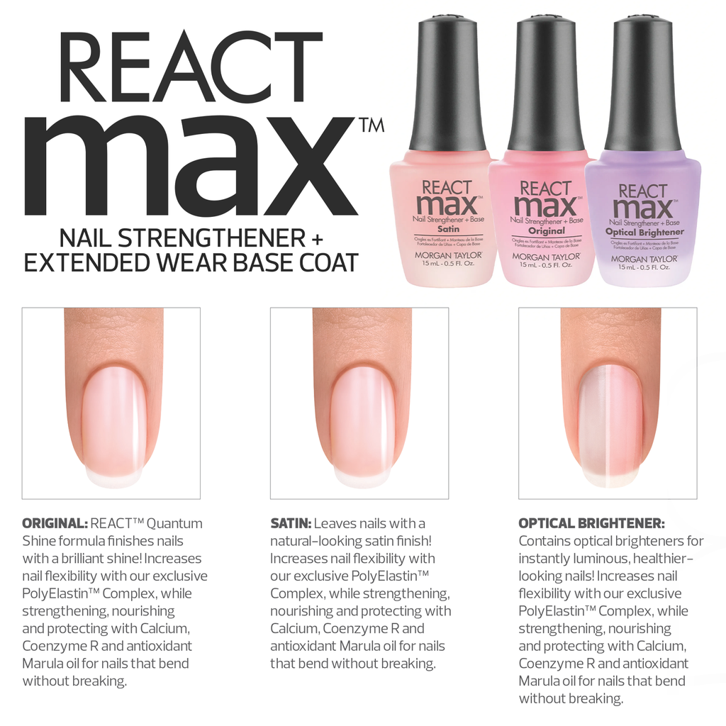 Morgan Taylor ReactMax | Original Nail Strengthener + Extended Wear Base Coat .5oz
