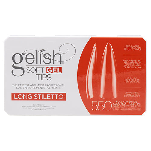 Gelish Soft Gel Tips | Long Stiletto 550ct