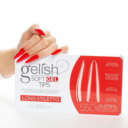 Gelish Soft Gel Tips | Long Stiletto 550ct