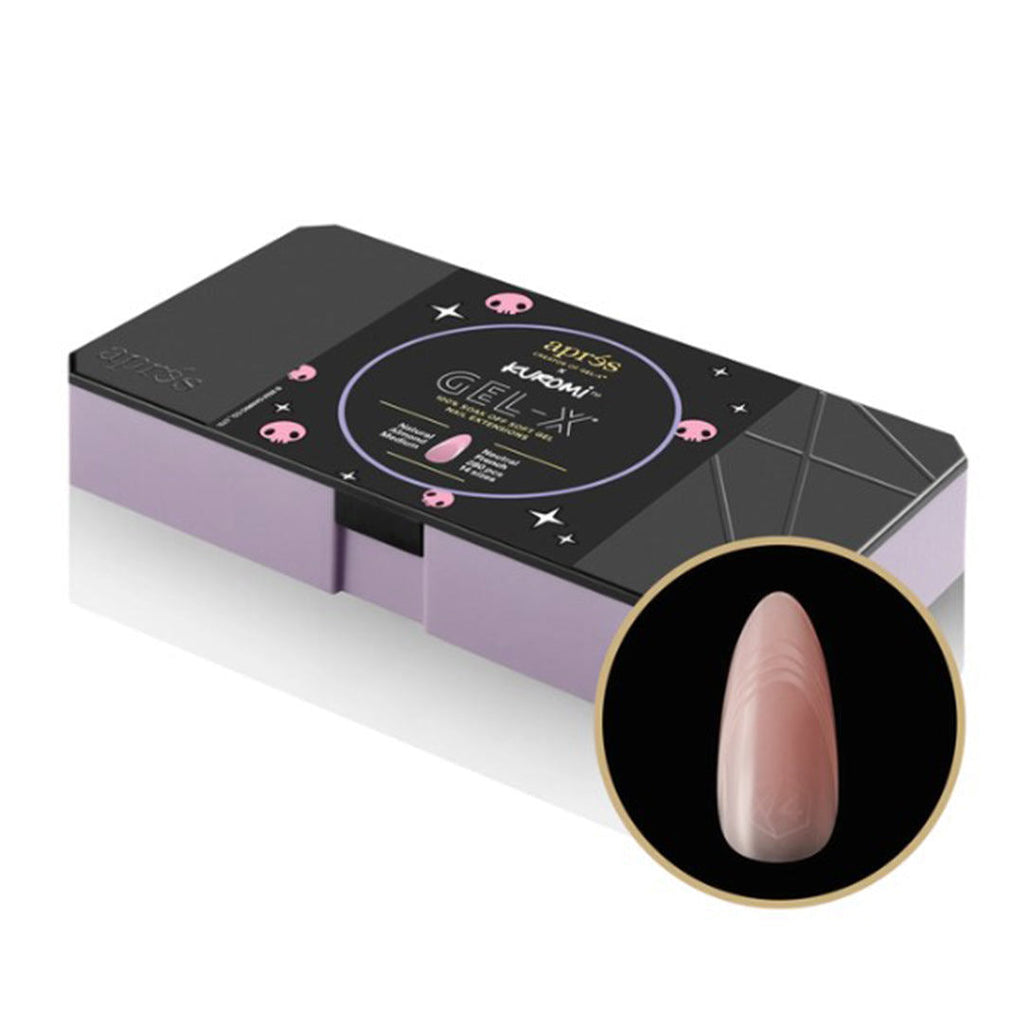 Apres Nail Extension Gel-X Kit - Apres X Hello Kitty & Friends (Kuromi Edition & Natural Almond Medium Neutral French Tips Box)