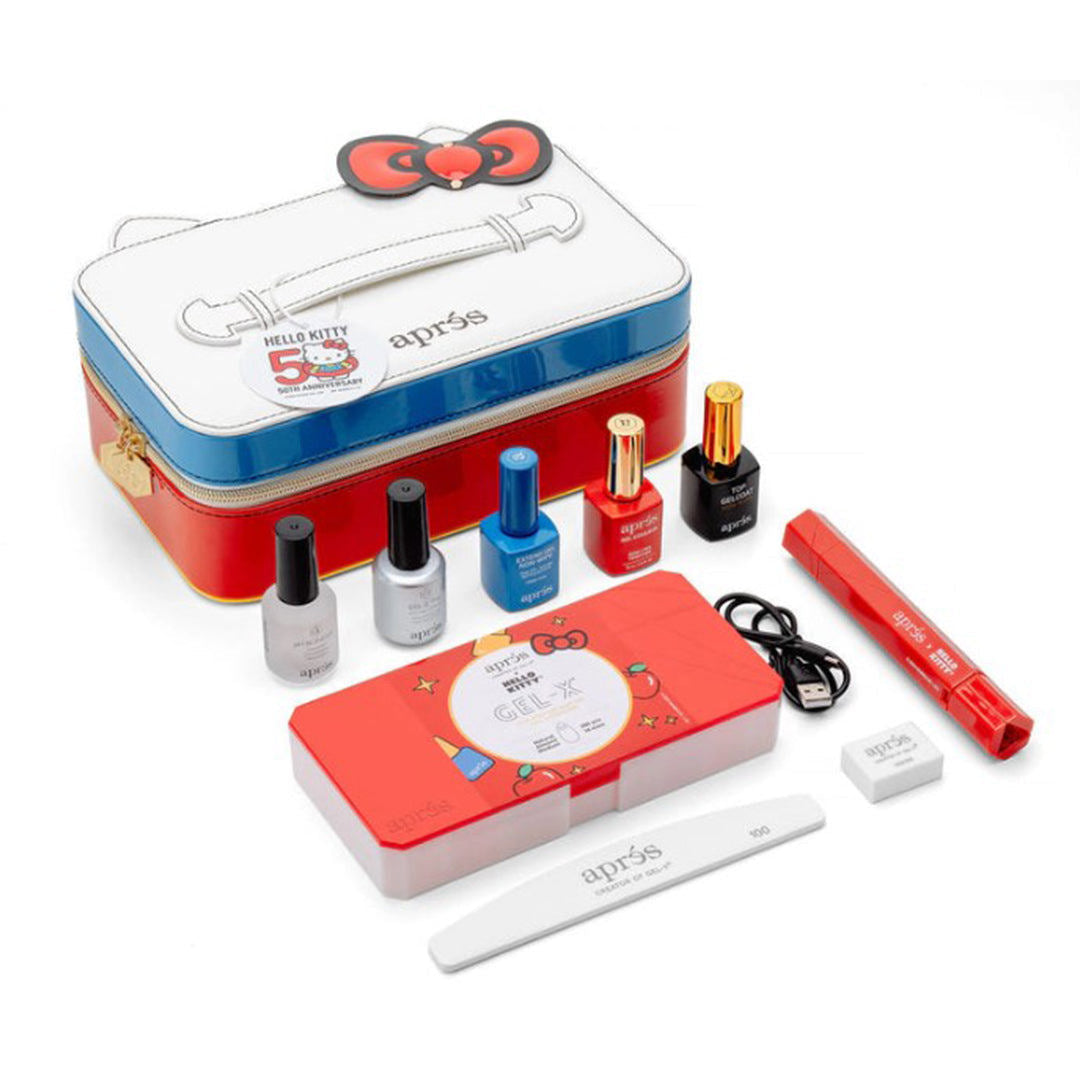 Apres Nail Extension Gel-X Kit - Apres X Hello Kitty & Friends (Hello Kitty Edition & Natural Almond Medium W/ Bow Cut Out Tips Box)