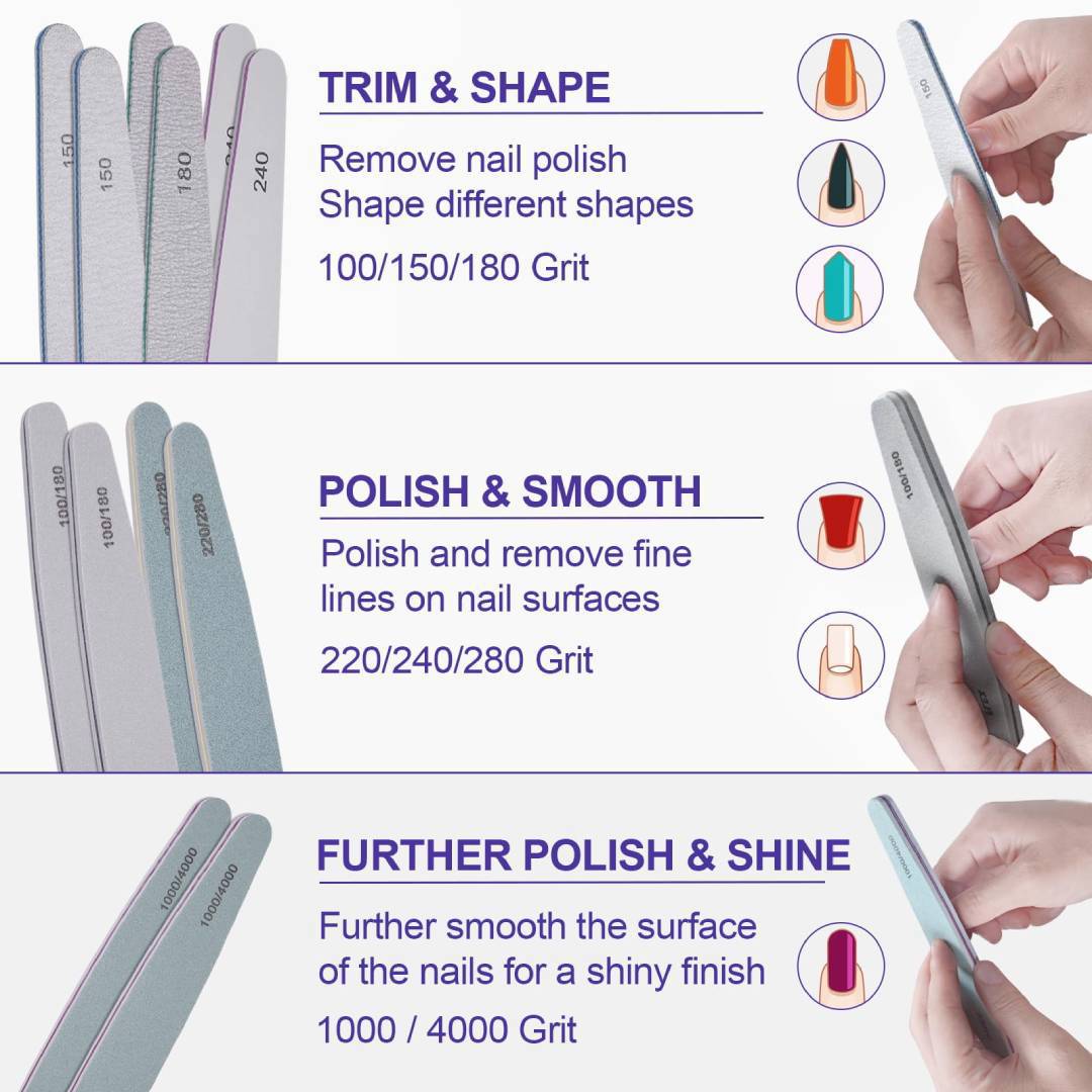 Akzéntz Nail Files - Classic 100/180 Grit - White (1pc)